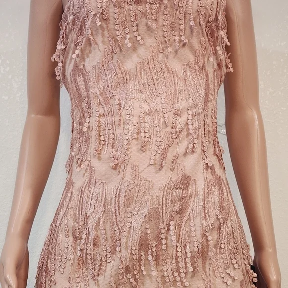 making magic blush pink fringe lace-up mini dress Lulus Making Magic Blush Pink Fringe Lace-Up Mini Dress Sz M